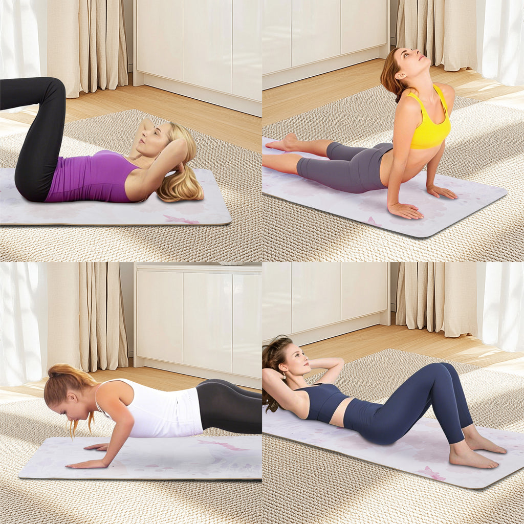 VANECL Printed Suede Top TPE Yoga Mat 72"×24", Dual Sided Non Slip Exercise Workout Mat, Multi-Purpose Anti-Tear Fitness Mat for Yoga Pilates Stretching Indoor & Outdoor