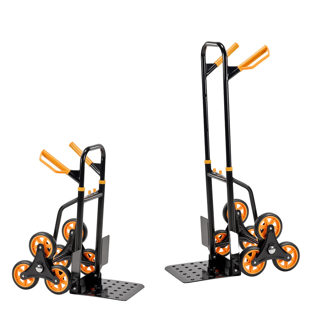 VANECL Heavy Duty Stair Climbing Hand Truck Dolly, 3-Wheel Foldable Moving Cart with Ergonomic Handle, 265 LBS Load Capacity Portable Hand Trolley for Home Warehouse Outdoor Transport