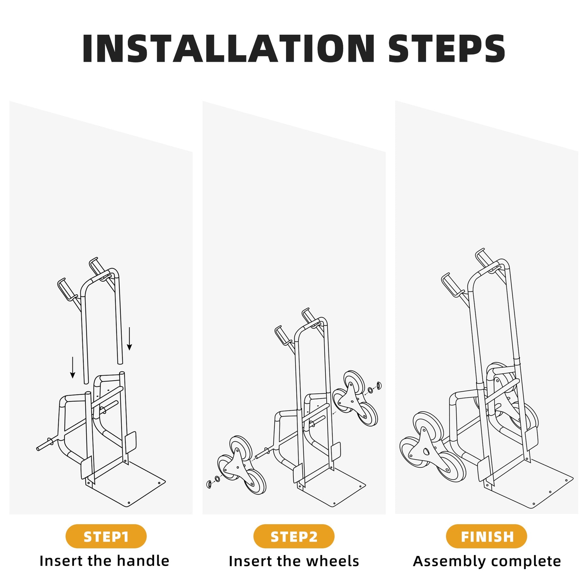 VANECL Heavy Duty Stair Climbing Hand Truck Dolly, 3-Wheel Foldable Moving Cart with Ergonomic Handle, 265 LBS Load Capacity Portable Hand Trolley for Home Warehouse Outdoor Transport