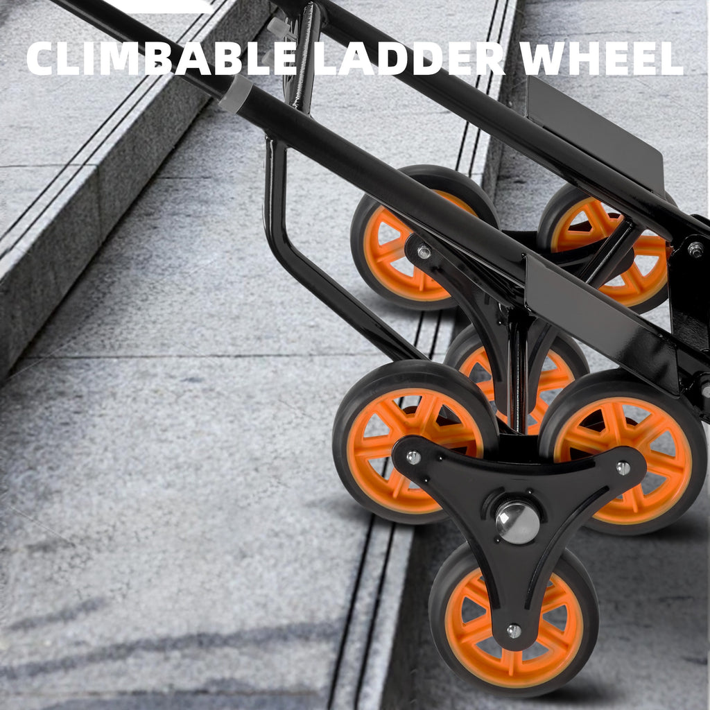 VANECL Heavy Duty Stair Climbing Hand Truck Dolly, 3-Wheel Foldable Moving Cart with Ergonomic Handle, 265 LBS Load Capacity Portable Hand Trolley for Home Warehouse Outdoor Transport