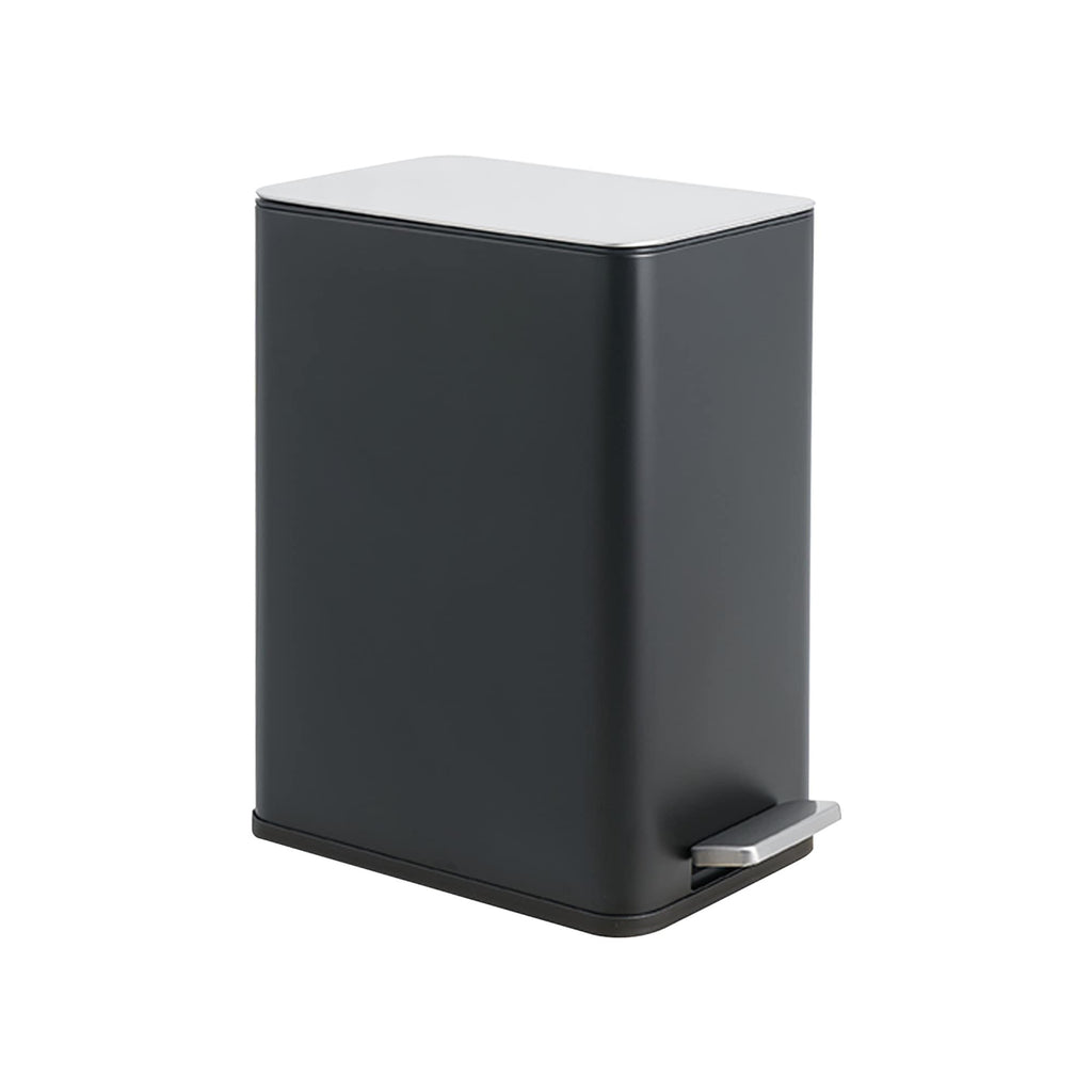VANECL 10L / 2.6 Gallon Rectangular Step Trash Can, Black Stainless Steel Foot Pedal Garbage Bin with Removable Inner Bucket & Side Handle, Space Saving Waste Container for Kitchen Bathroom Bedroom Office