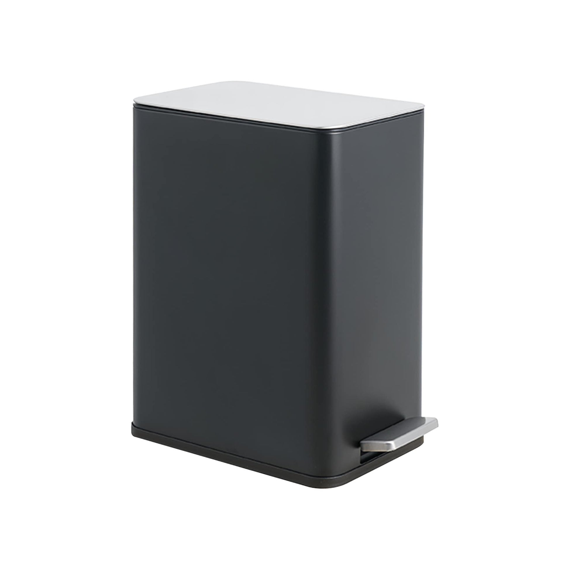 VANECL 10L / 2.6 Gallon Rectangular Step Trash Can, Black Stainless Steel Foot Pedal Garbage Bin with Removable Inner Bucket & Side Handle, Space Saving Waste Container for Kitchen Bathroom Bedroom Office