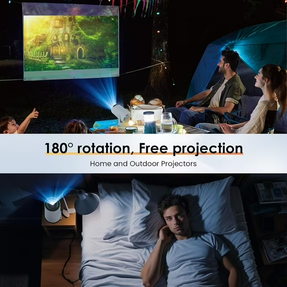 Vanelc Mini Projector with WiFi and Bluetooth,4K 1080P Supported,Outdoor Movie Projector