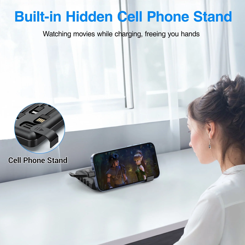 JIUMESS 20000mAh Power Bank Portable Charger with Cables Compatible for iPhone, Android Cell Phone